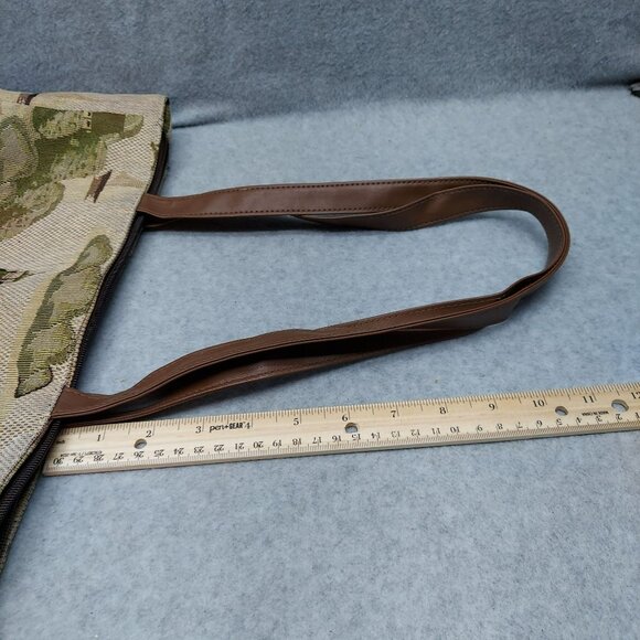 Vintage Lighthouse & Sailboat Tapestry Tote Bag With Brown Handles - Picture 13 of 14